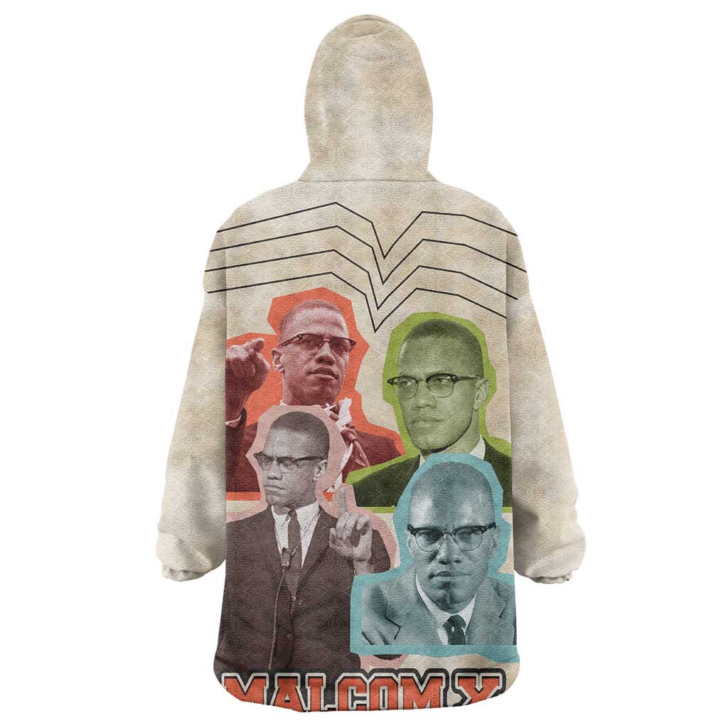 Malcolm X Kid Wearable Blanket Hoodie Pop Art Portrait Collage Civil Rights Activist Retro Style Design - African Pride