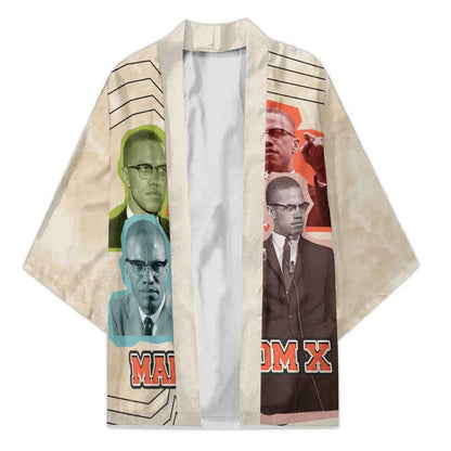 Malcolm X Kimono Pop Art Portrait Collage Civil Rights Activist Retro Style Design - African Pride