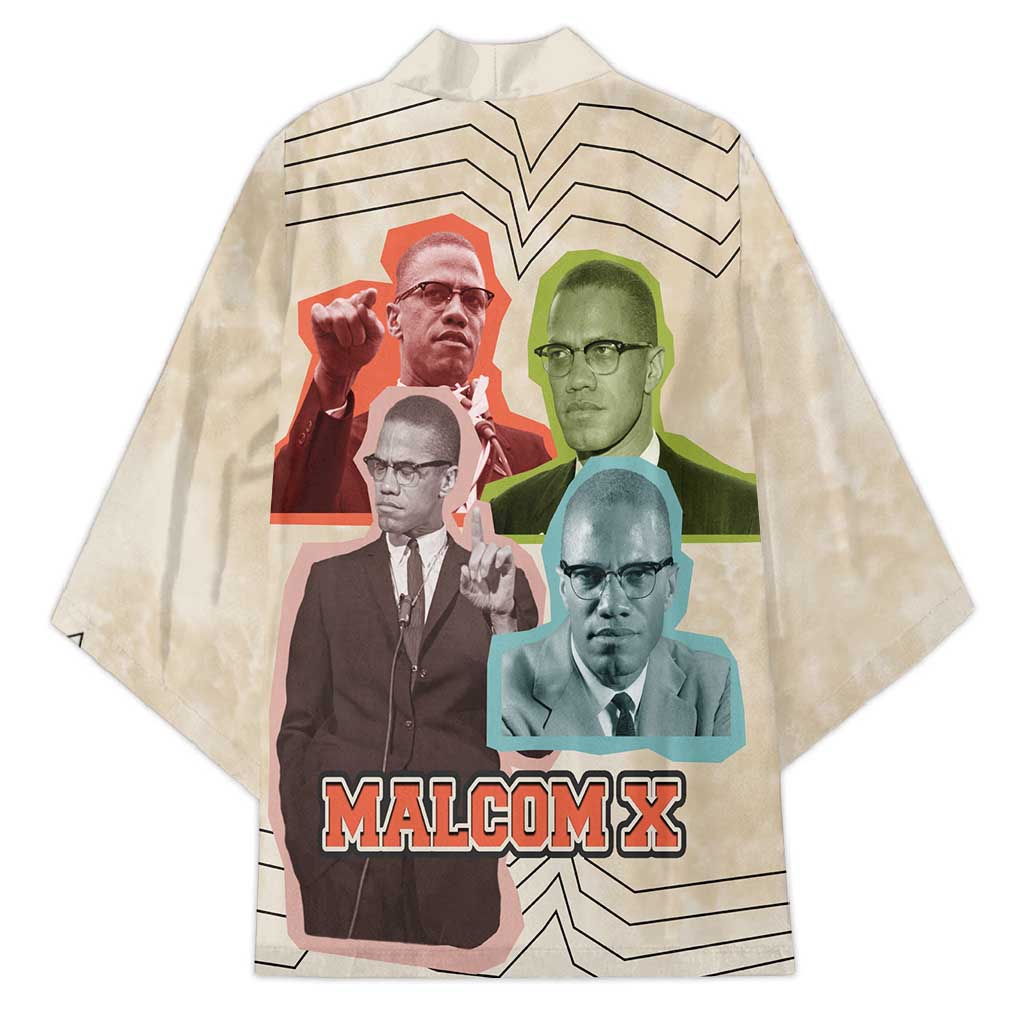 Malcolm X Kimono Pop Art Portrait Collage Civil Rights Activist Retro Style Design - African Pride