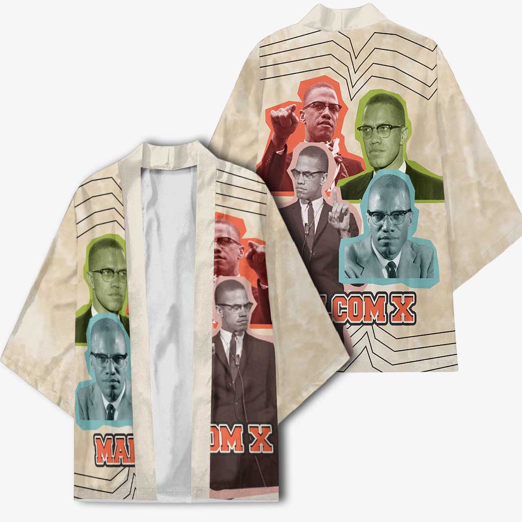 Malcolm X Kimono Pop Art Portrait Collage Civil Rights Activist Retro Style Design - African Pride