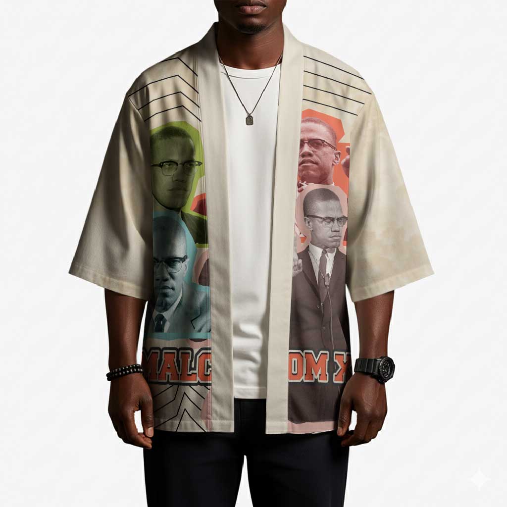 Malcolm X Kimono Pop Art Portrait Collage Civil Rights Activist Retro Style Design - African Pride