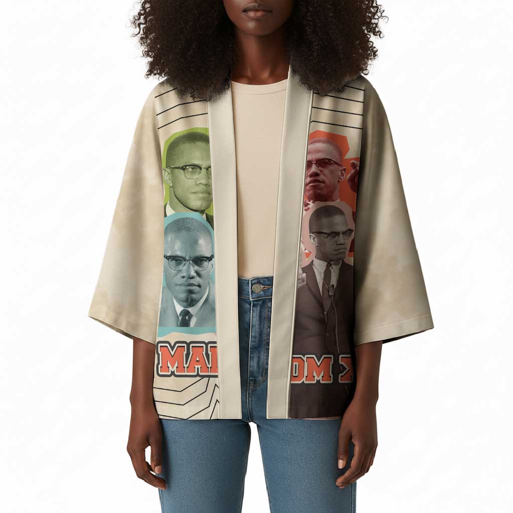 Malcolm X Kimono Pop Art Portrait Collage Civil Rights Activist Retro Style Design - African Pride