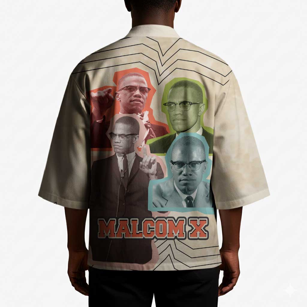 Malcolm X Kimono Pop Art Portrait Collage Civil Rights Activist Retro Style Design - African Pride