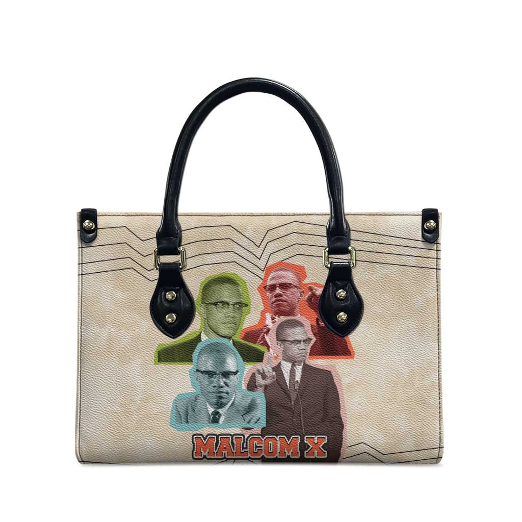 Malcolm X Leather Bag Pop Art Portrait Collage Civil Rights Activist Retro Style Design - African Pride