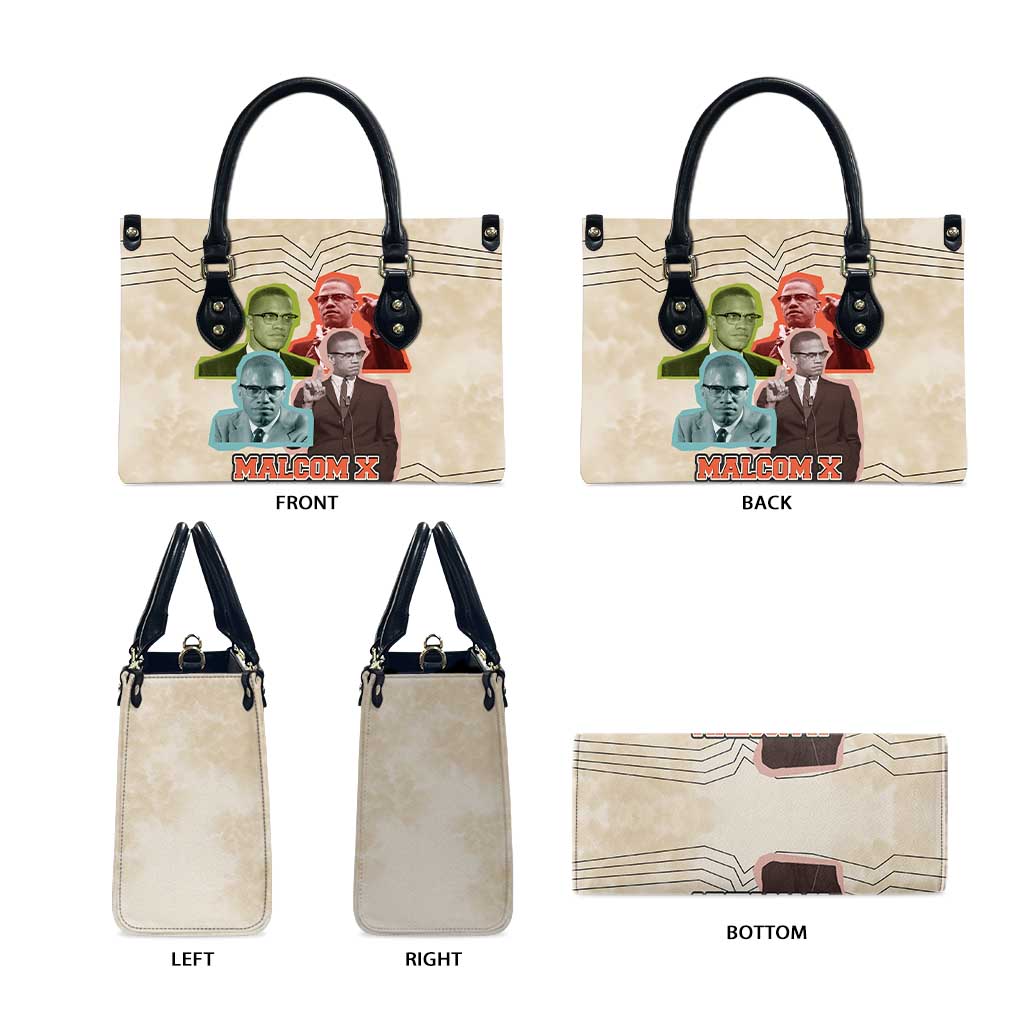 Malcolm X Leather Bag Pop Art Portrait Collage Civil Rights Activist Retro Style Design - African Pride