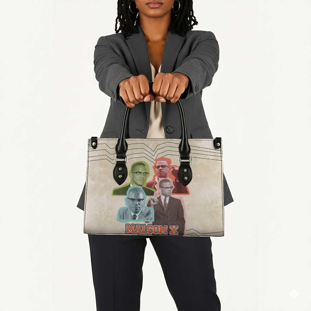 Malcolm X Leather Bag Pop Art Portrait Collage Civil Rights Activist Retro Style Design - African Pride