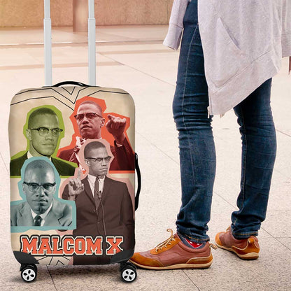Malcolm X Luggage Cover Pop Art Portrait Collage Civil Rights Activist Retro Style Design - African Pride