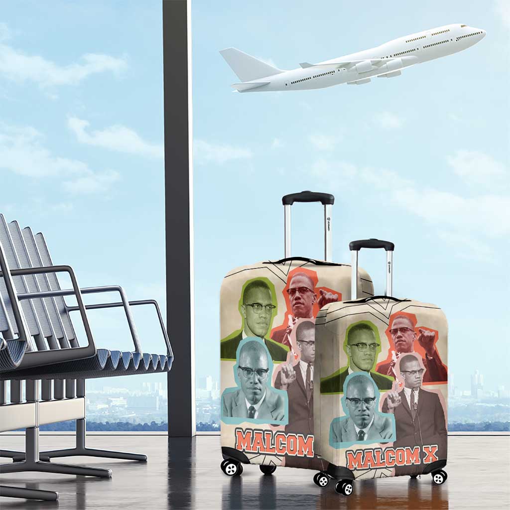 Malcolm X Luggage Cover Pop Art Portrait Collage Civil Rights Activist Retro Style Design - African Pride