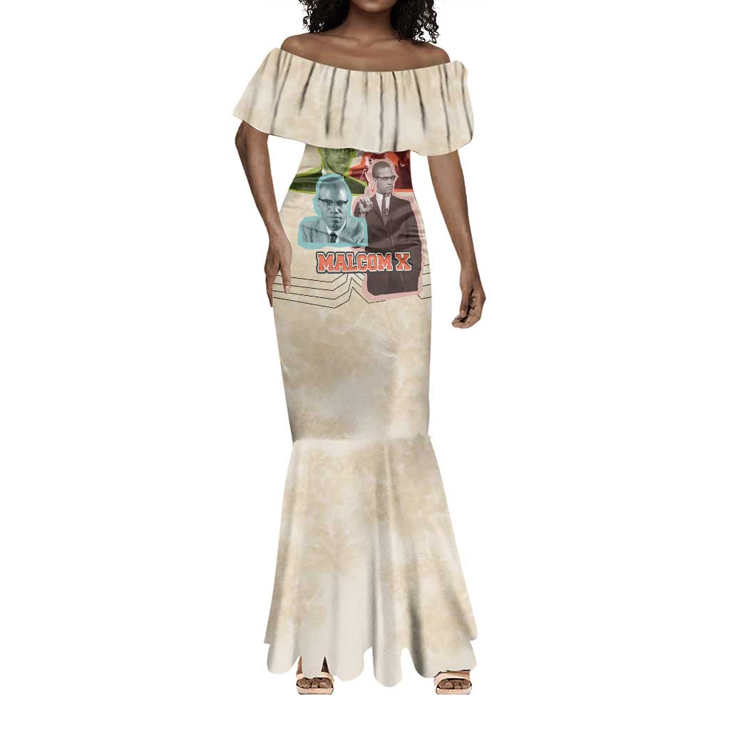 Malcolm X Mermaid Dress Pop Art Portrait Collage Civil Rights Activist Retro Style Design TS04