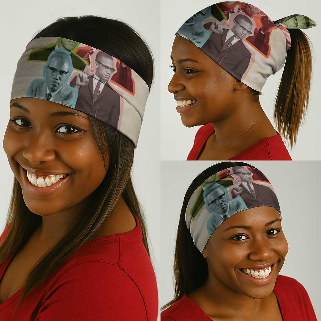 Malcolm X Neck Gaiter Pop Art Portrait Collage Civil Rights Activist Retro Style Design - African Pride
