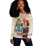 Malcolm X Off Shoulder Sweater Pop Art Portrait Collage Civil Rights Activist Retro Style Design - African Pride
