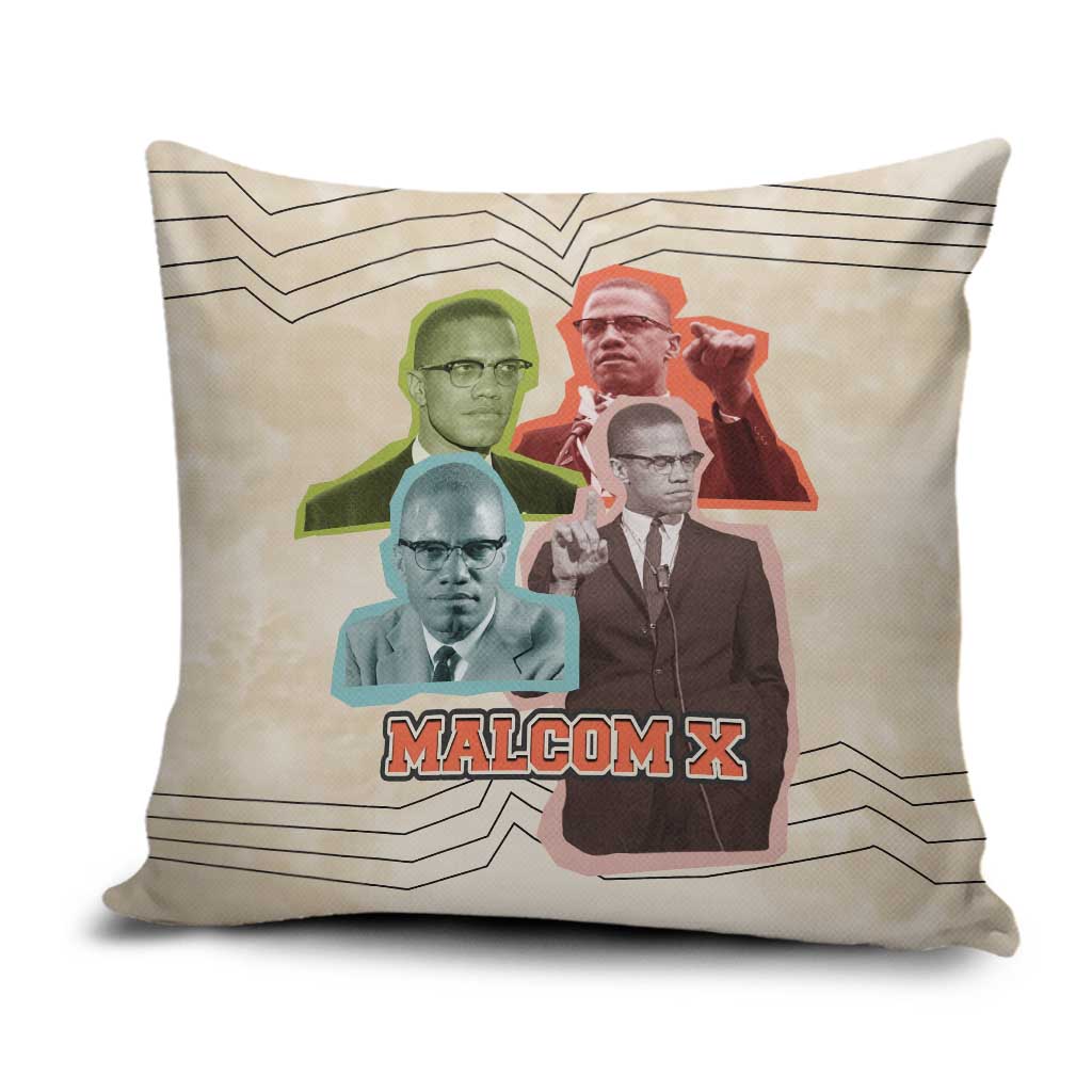 Malcolm X Pillow Cover Pop Art Portrait Collage Civil Rights Activist Retro Style Design - African Pride