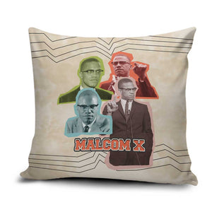 Malcolm X Pillow Cover Pop Art Portrait Collage Civil Rights Activist Retro Style Design - African Pride