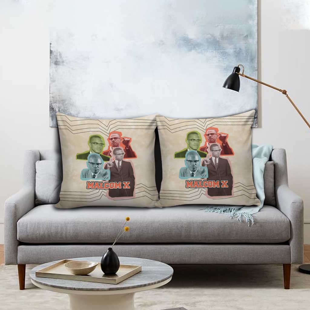 Malcolm X Pillow Cover Pop Art Portrait Collage Civil Rights Activist Retro Style Design - African Pride