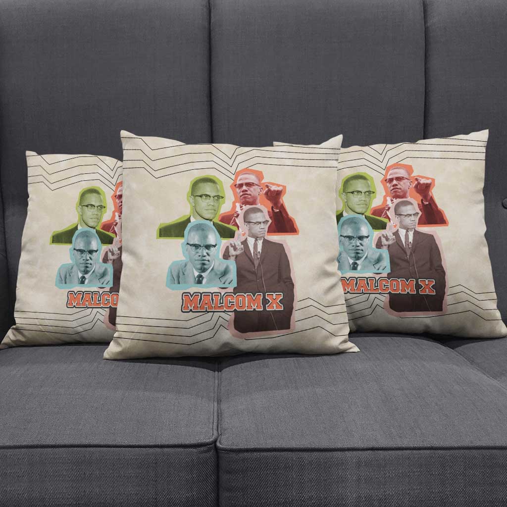 Malcolm X Pillow Cover Pop Art Portrait Collage Civil Rights Activist Retro Style Design - African Pride