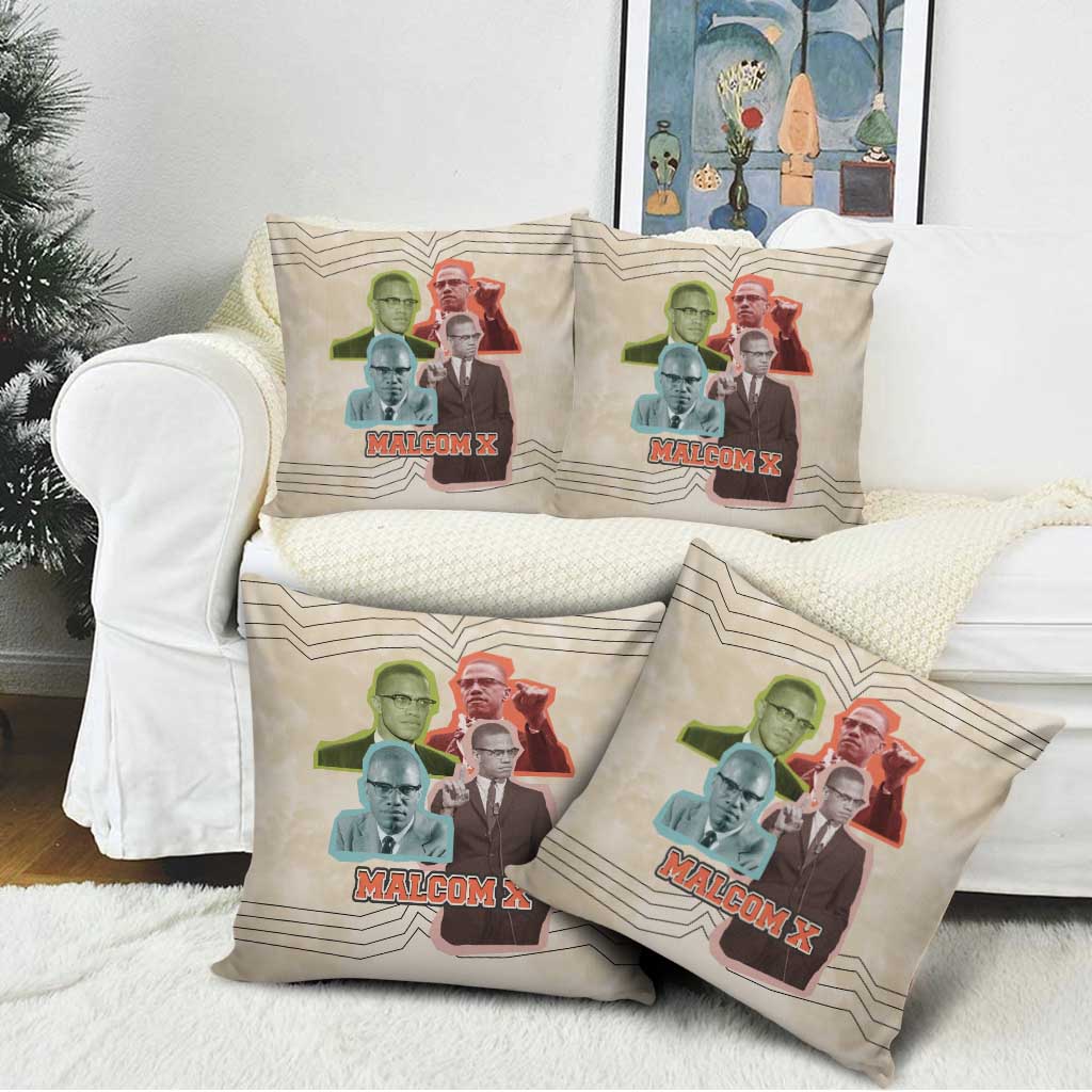 Malcolm X Pillow Cover Pop Art Portrait Collage Civil Rights Activist Retro Style Design - African Pride