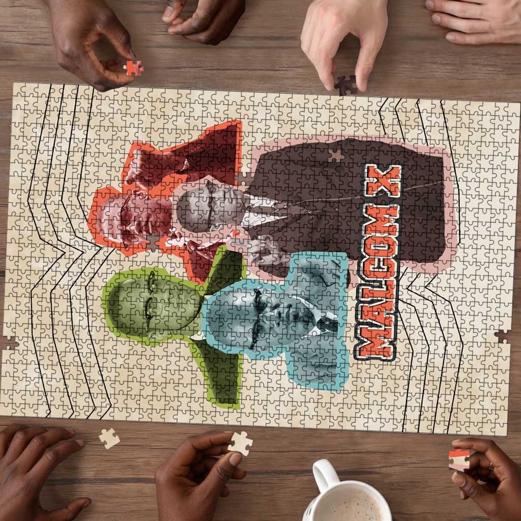 Malcolm X Puzzle Pop Art Portrait Collage Civil Rights Activist Retro Style Design - African Pride