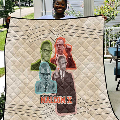 Malcolm X Quilt Pop Art Portrait Collage Civil Rights Activist Retro Style Design - African Pride