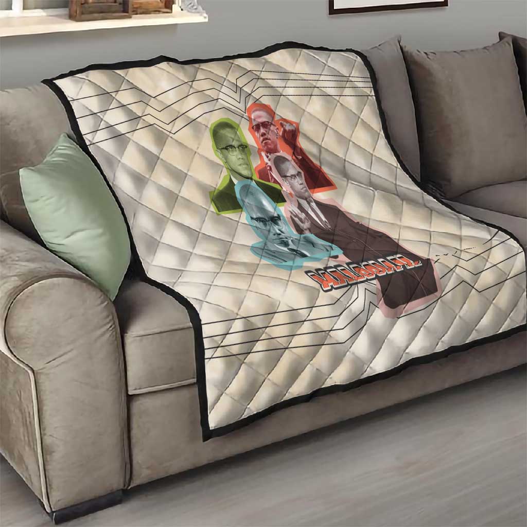 Malcolm X Quilt Pop Art Portrait Collage Civil Rights Activist Retro Style Design - African Pride