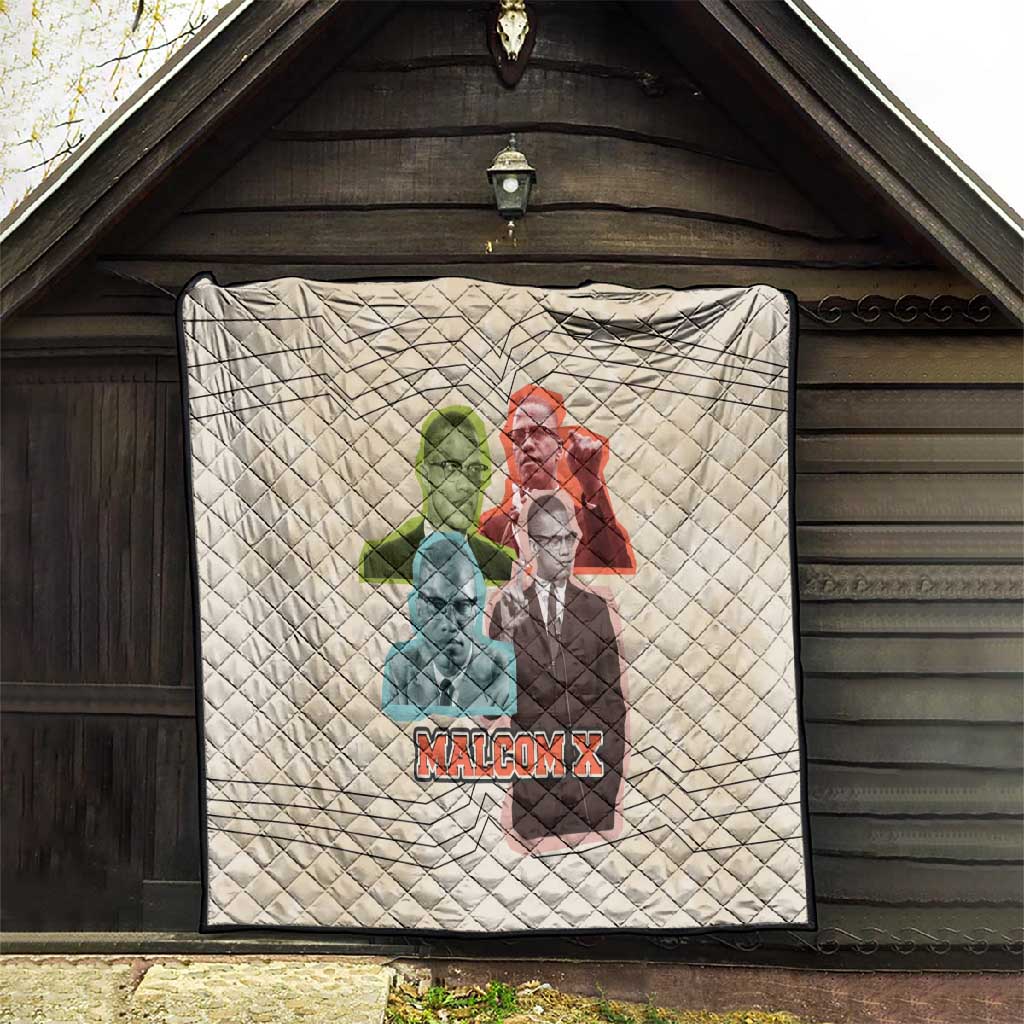 Malcolm X Quilt Pop Art Portrait Collage Civil Rights Activist Retro Style Design - African Pride