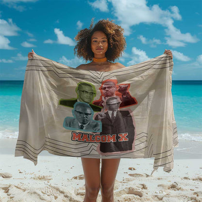 Malcolm X Sarong Pop Art Portrait Collage Civil Rights Activist Retro Style Design - African Pride