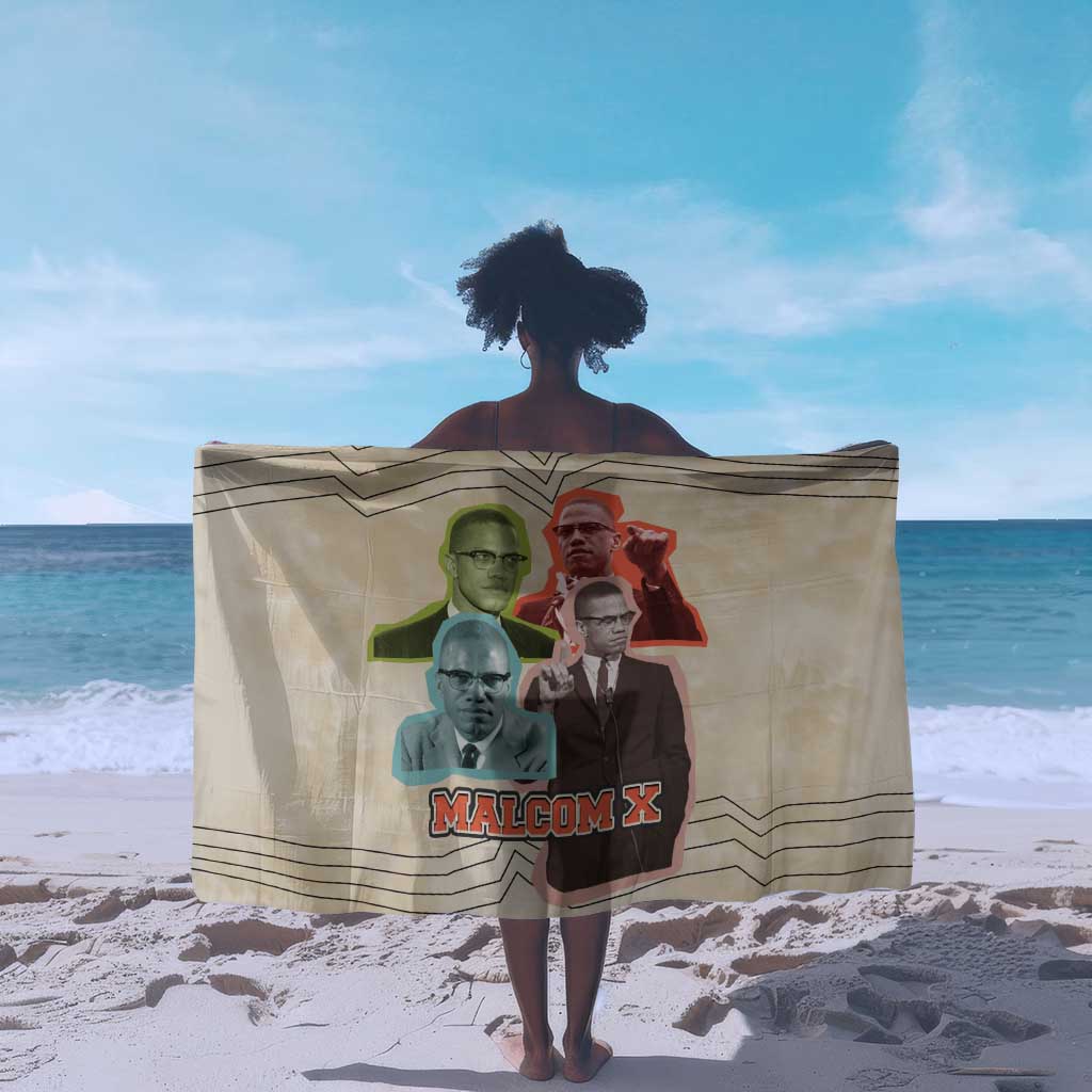 Malcolm X Sarong Pop Art Portrait Collage Civil Rights Activist Retro Style Design - African Pride