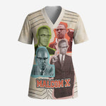 Malcolm X Scrub Top Pop Art Portrait Collage Civil Rights Activist Retro Style Design - African Pride