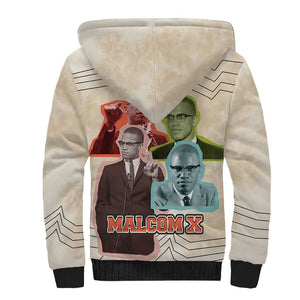 Malcolm X Sherpa Hoodie Pop Art Portrait Collage Civil Rights Activist Retro Style Design - African Pride