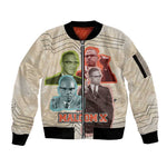 Malcolm X Sleeve Zip Bomber Jacket Pop Art Portrait Collage Civil Rights Activist Retro Style Design - African Pride