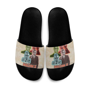 Malcolm X Slide Sandals Pop Art Portrait Collage Civil Rights Activist Retro Style Design - African Pride