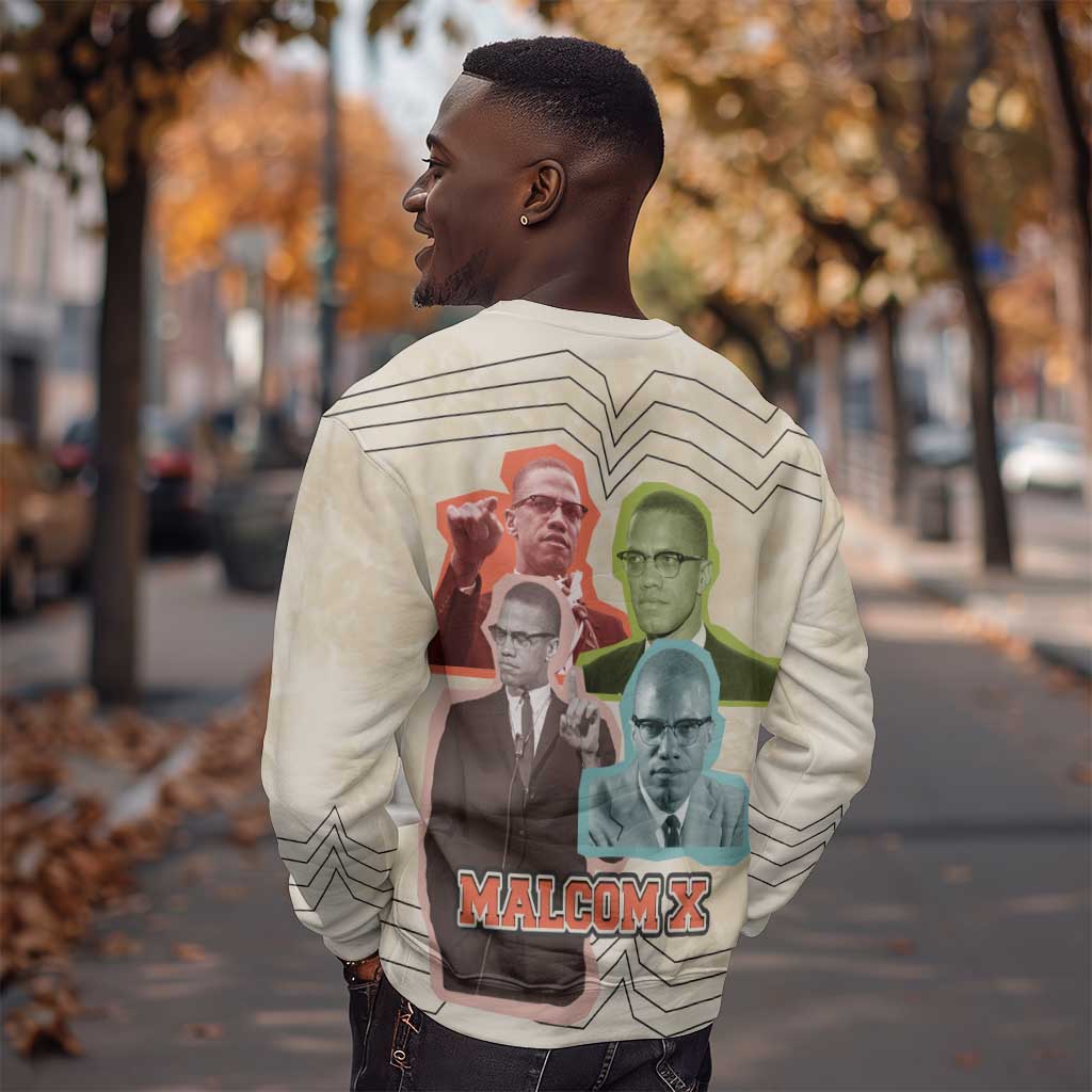 Malcolm X Sweatshirt Pop Art Portrait Collage Civil Rights Activist Retro Style Design - African Pride