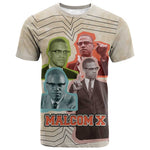 Malcolm X T shirt Pop Art Portrait Collage Civil Rights Activist Retro Style Design TS04