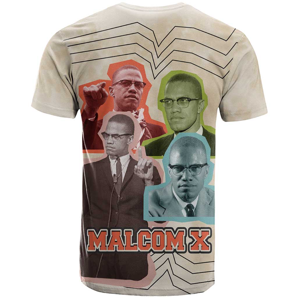 Malcolm X T shirt Pop Art Portrait Collage Civil Rights Activist Retro Style Design TS04