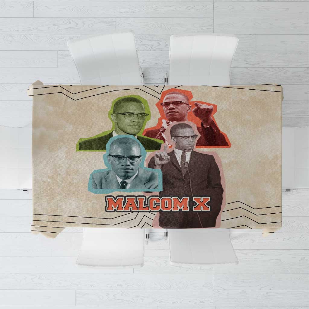 Malcolm X Tablecloth Pop Art Portrait Collage Civil Rights Activist Retro Style Design - African Pride