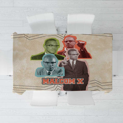 Malcolm X Tablecloth Pop Art Portrait Collage Civil Rights Activist Retro Style Design - African Pride