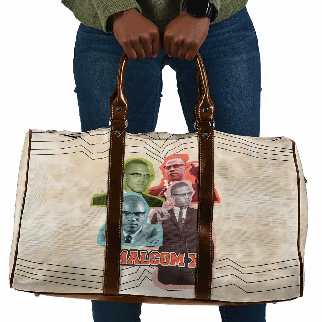Malcolm X Travel Bag Pop Art Portrait Collage Civil Rights Activist Retro Style Design - African Pride