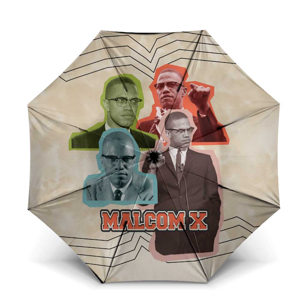 Malcolm X Umbrella Pop Art Portrait Collage Civil Rights Activist Retro Style Design - African Pride