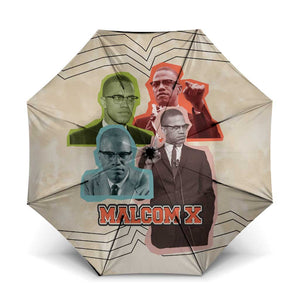 Malcolm X Umbrella Pop Art Portrait Collage Civil Rights Activist Retro Style Design - African Pride