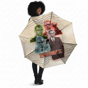 Malcolm X Umbrella Pop Art Portrait Collage Civil Rights Activist Retro Style Design - African Pride