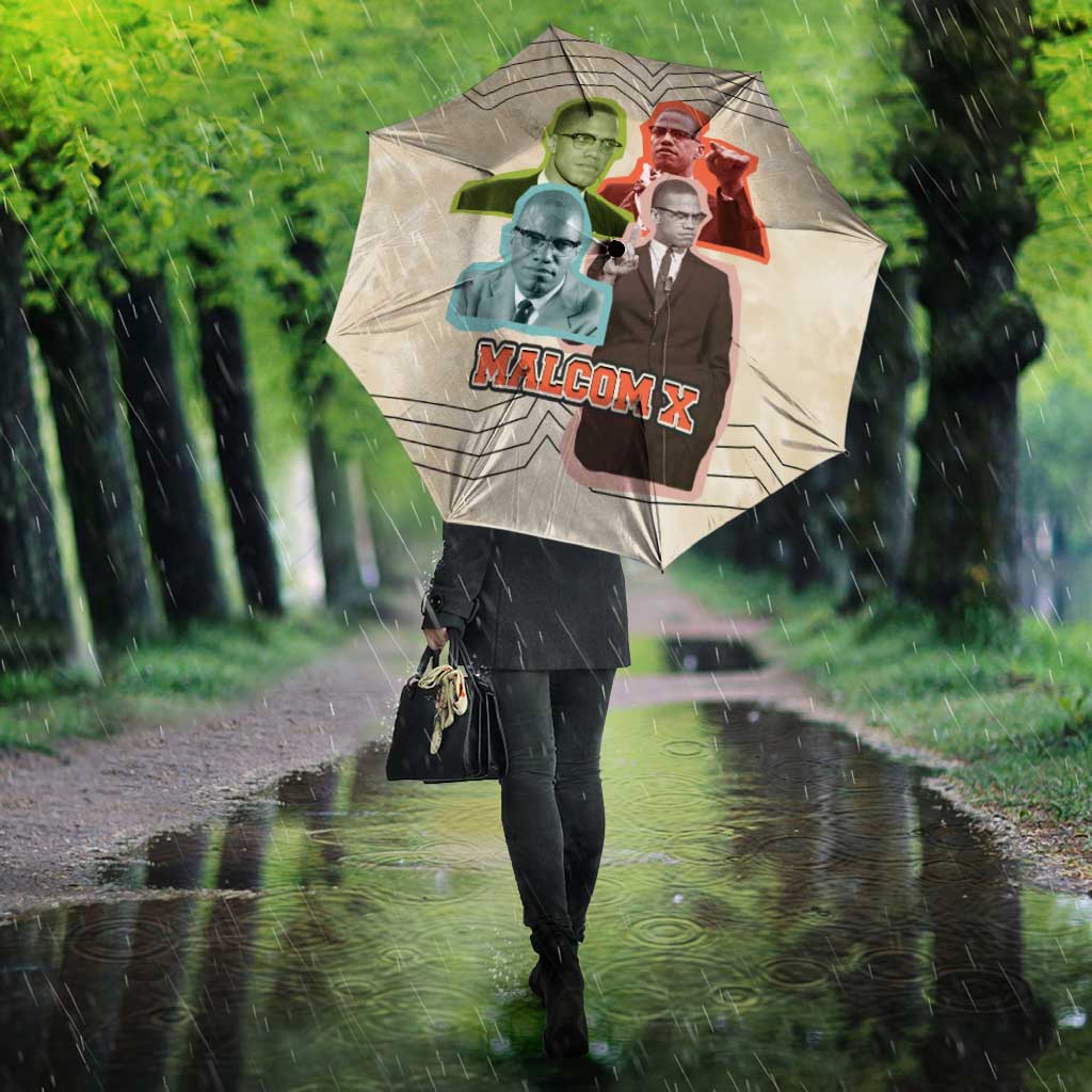 Malcolm X Umbrella Pop Art Portrait Collage Civil Rights Activist Retro Style Design - African Pride