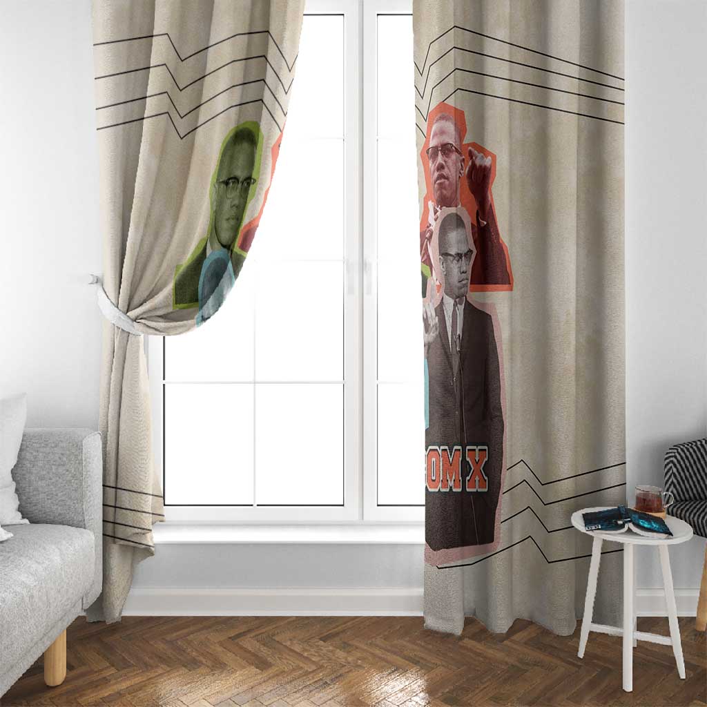 Malcolm X Window Curtain Pop Art Portrait Collage Civil Rights Activist Retro Style Design - African Pride