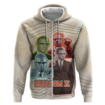 Malcolm X Zip Hoodie Pop Art Portrait Collage Civil Rights Activist Retro Style Design - African Pride