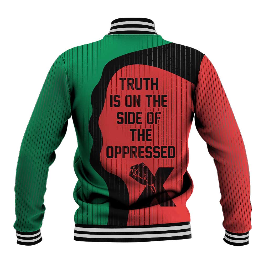 Malcolm X Baseball Jacket Truth Is on the Side of the Oppressed Quote Civil Rights Tribute - African Pride
