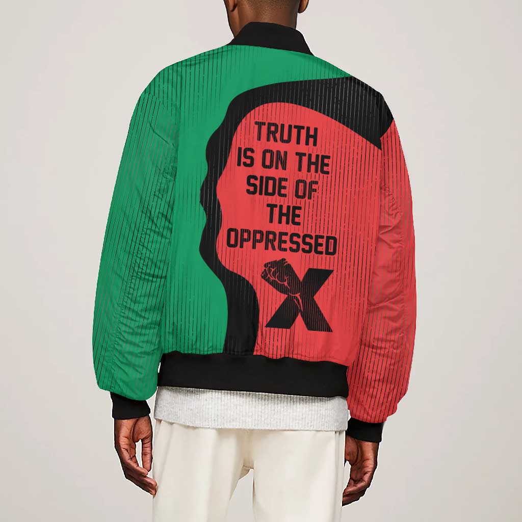 Malcolm X Bomber Jacket Truth Is on the Side of the Oppressed Quote Civil Rights Tribute - African Pride