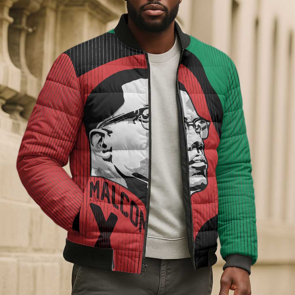 Malcolm X Bomber Puffer Jacket Truth Is on the Side of the Oppressed Quote Civil Rights Tribute - African Pride