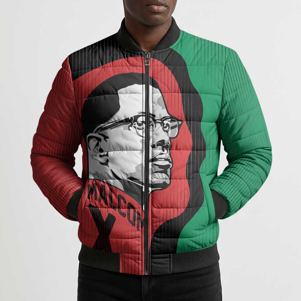 Malcolm X Bomber Puffer Jacket Truth Is on the Side of the Oppressed Quote Civil Rights Tribute - African Pride