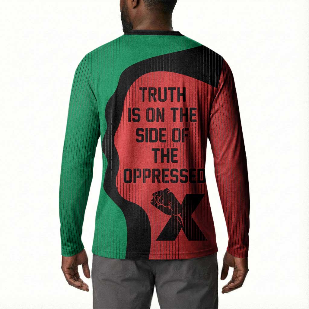 Malcolm X Button Sweatshirt Truth Is on the Side of the Oppressed Quote Civil Rights Tribute