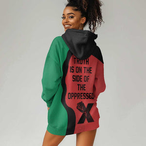 Malcolm X Hoodie Dress Truth Is on the Side of the Oppressed Quote Civil Rights Tribute - African Pride