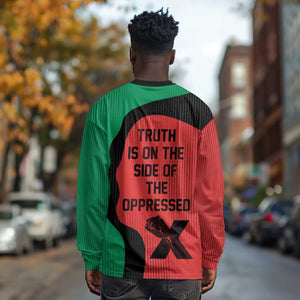 Malcolm X Long Sleeve Shirt Truth Is on the Side of the Oppressed Quote Civil Rights Tribute - African Pride