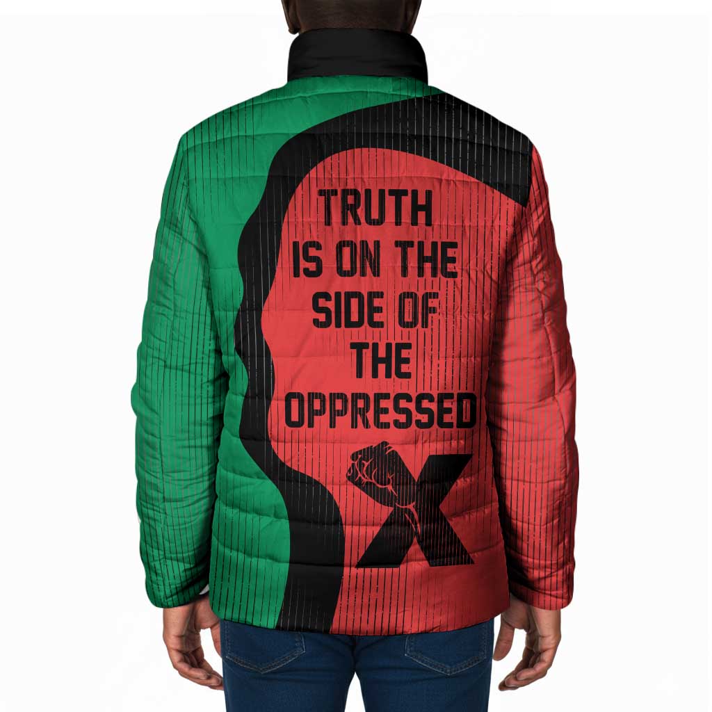 Malcolm X Padded Jacket Truth Is on the Side of the Oppressed Quote Civil Rights Tribute - African Pride